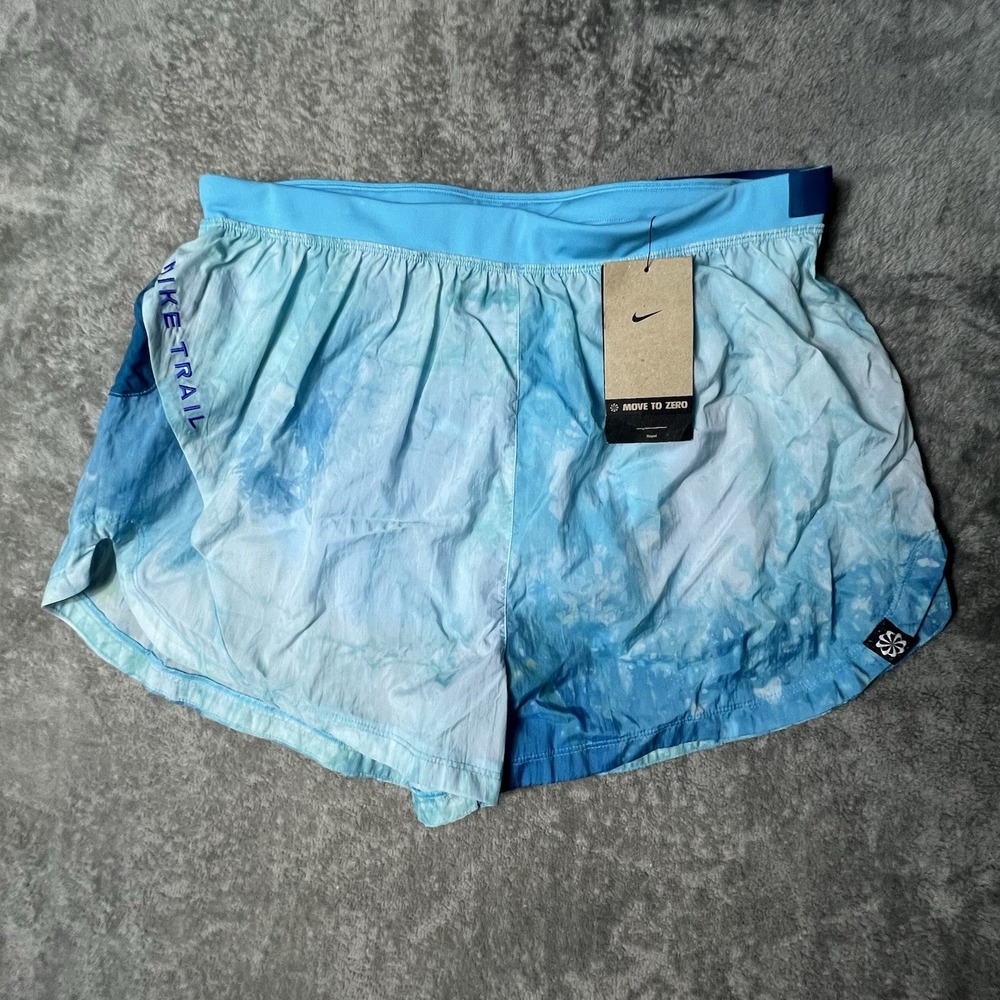 Nike Women's Trail Repel Running Shorts Size L Tie Dye Blue Lined 3" Inseam NWT
